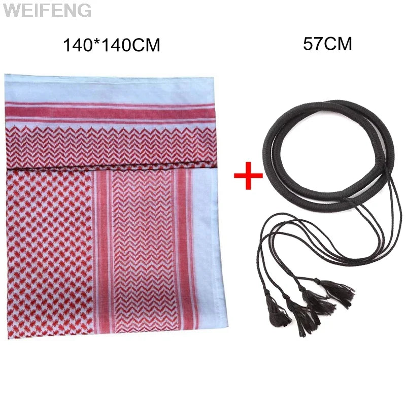 Muslim Shemagh Scarf Traditional Islamic Accessories Headscarf Islamic Neck Wrap Headscarf Windproof Arab Keffiyeh Shemagh Scarf - AMULET RING STORE