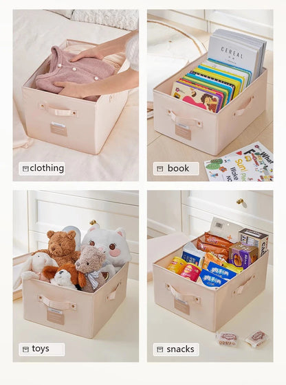 Fabric Foldable Storage Box With Lid Organizer For Clothes Large Capacity Quilt Blanket Toy Storage Closet Wardrobe Organizer - AMULET RING STORE