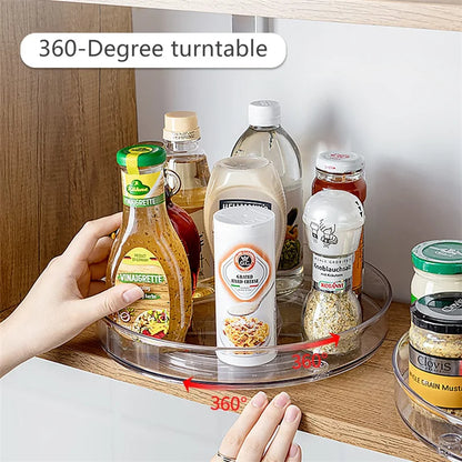 360 Rotation Cabinet Turntable Organizer Storage Spice Rack Drink Cosmetic Storage Rack PET Kitchen Turntable Bathroom Tray - AMULET RING STORE