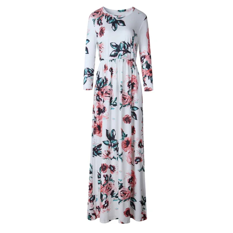Women Summer Long Dress 2025 Floral Print Boho Beach Dress Ladies White Maxi Evening Party Dress Sundress Vestidos de festa