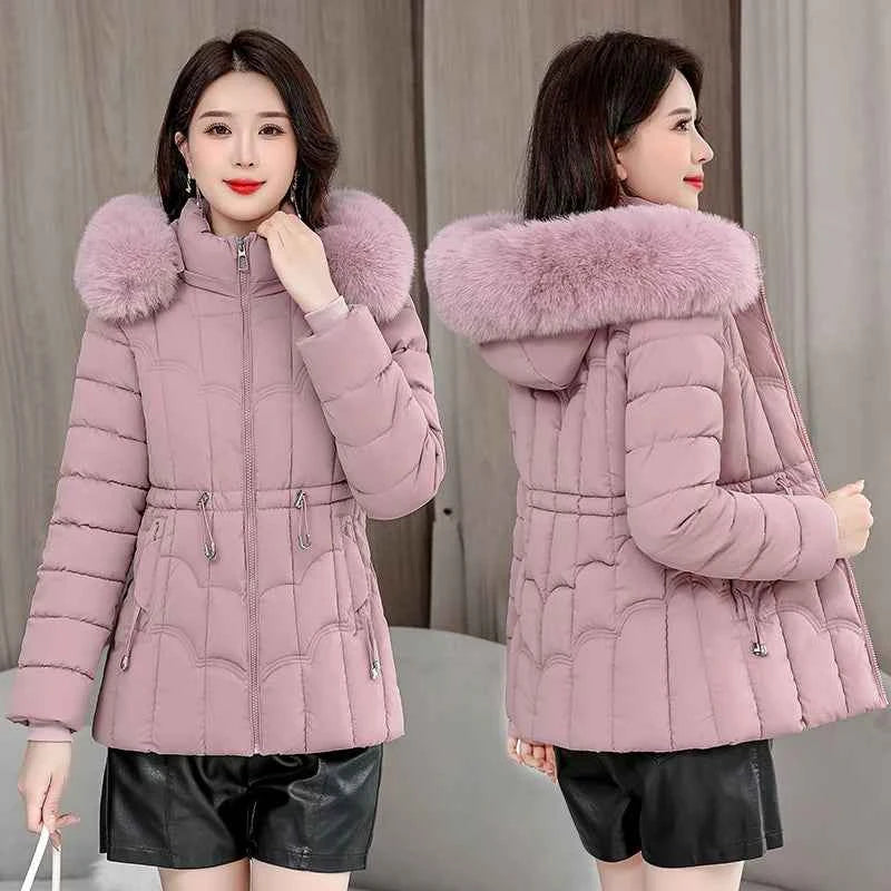 Winter 2025 New Down Jacket Women Parkas Fashion High-Quality Warm Cotton Padded Coat Ladies Short Overcoat Hooded Overwear Tops