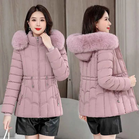 Winter 2025 New Down Jacket Women Parkas Fashion High-Quality Warm Cotton Padded Coat Ladies Short Overcoat Hooded Overwear Tops