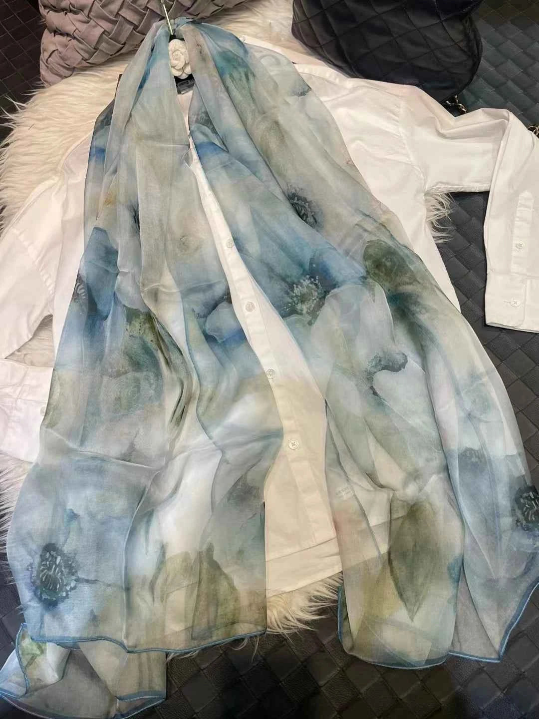 BYSIFA|New Black Pink Peony 100% Silk Shawl Scarf Women Chiffon Long Silk Scarves Cape Summer Foulard Winter Brand Scarves Wraps