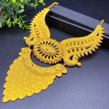 ANIID African Luxury Big Jewelry Set For Women Dubai 24K Gold Color Long Necklace Sets Wedding Party Gifts Wholesale