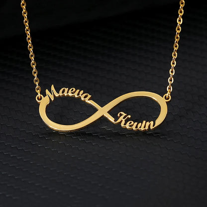 Custom Double Heart Two Names Infinity Necklaces For Women Stainless Steel Customized Necklace Pendant Personalized Jewelry Gift