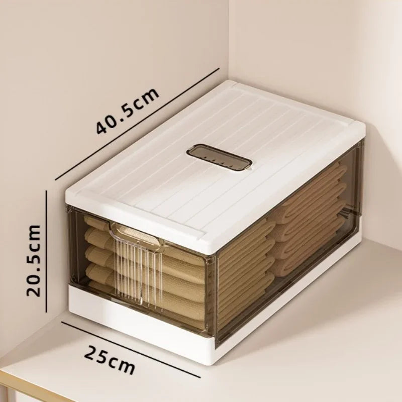 Large-capacity Clothes Organizer Household Closet Layered Pull-out Partition Organizer Box Foldable Dust Pants Organizer Box - AMULET RING STORE