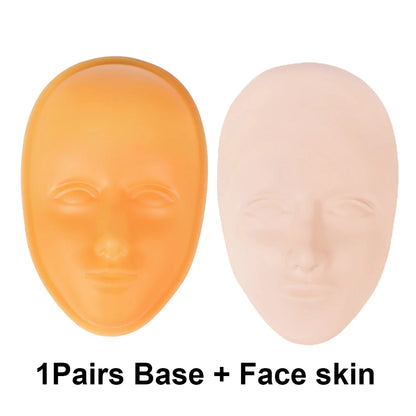 2pcs/Set 5D Facial Tattoo Training Head Silicone Practice Permanent Makeup Lip Eyebrow Tattoo Skin Mannequin Doll Face Head