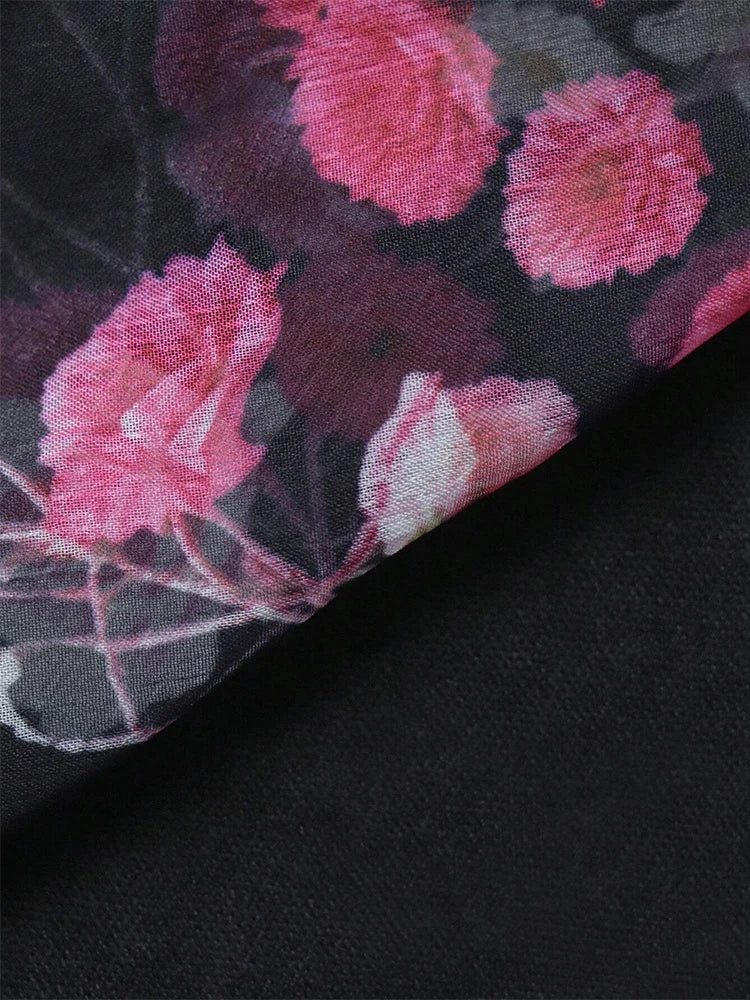 TOLEEN Spring Summer Plus Size Women's Elegant Floral Print Mesh Flare Sleeve Dress 2024 New in Casual V-Neck Party Long Dresses