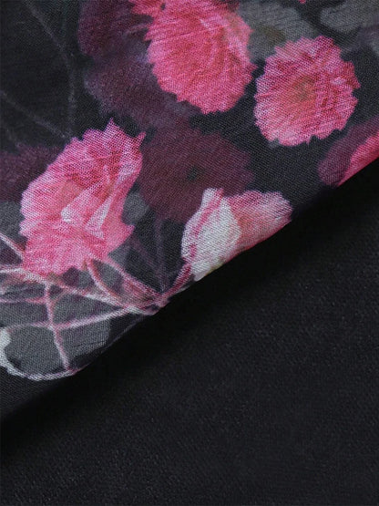 TOLEEN Spring Summer Plus Size Women's Elegant Floral Print Mesh Flare Sleeve Dress 2024 New in Casual V-Neck Party Long Dresses