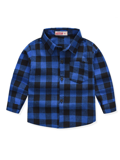 New Spring and Autumn Winter Boys and Girls 1-14 Years Old Classic Woolen Checkered Shirt Student Dress Versatile Shirt