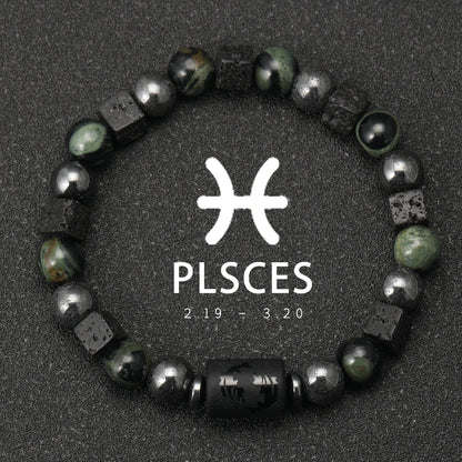12 Zodiac Signs Natural Stone Bracelets Taurus Cancer Virgo Pisces Bracelets Ladies Men Couples Gift Bracelet aquarius