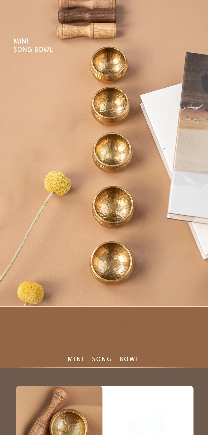 Mini Singing Bowl Portable Small Tibetan Bowls Nepal Handmade Meditation Sound Healing Mindfulness Spiritual Copper Percussion - AMULET RING STORE