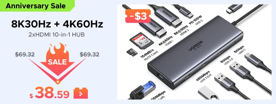 UGREEN RJ45 Connector 10Gbps Network Extender Extension for Cat8 Cat7 Cat6 Ethernet Cable Adapter Gigabit Female to Female