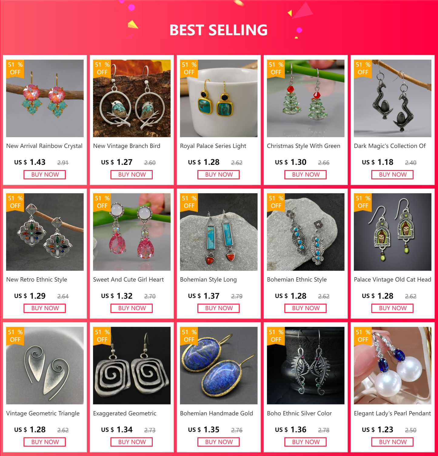 Vintage Style Big Round Shape Drop Earrings Inlaid Shiny Synthetic Gems Boho Style Hook Earrings