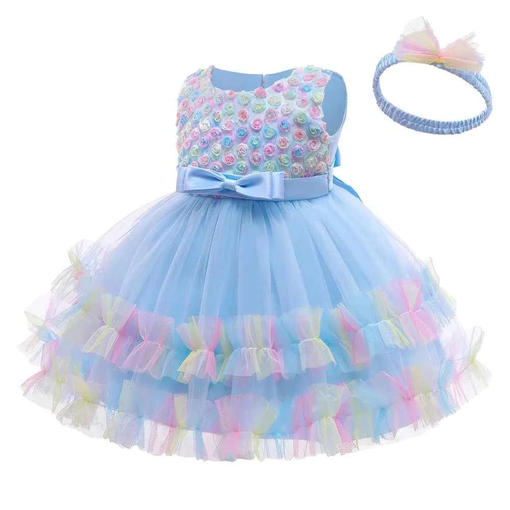Princess Baby Girl Dress 0 6 Months Tutu Dress for Baby Girl 1 Year Old Newborn Infant Wedding Birthday Party Flower Puffy Gown