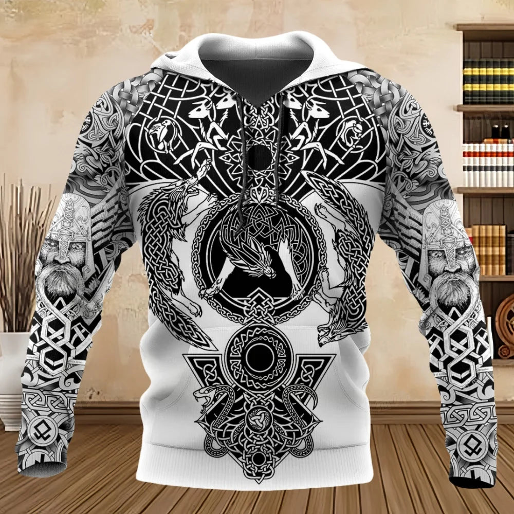 2025 New Hoodie 3D Print Harajuku Print Pullover Men's Hooded Sweatshirt Kangaroo Pocket Vintage Male Clothing Fall Long Sleeve