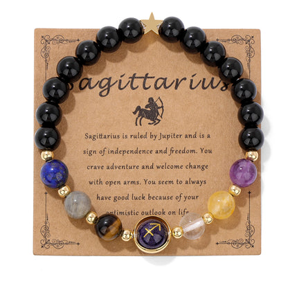12 Zodiac Signs Bracelet Men Gemini Scorpio Sagittarius Obsidian Tiger Eye Stone Beads Bracelets for Women Constellation Jewelry