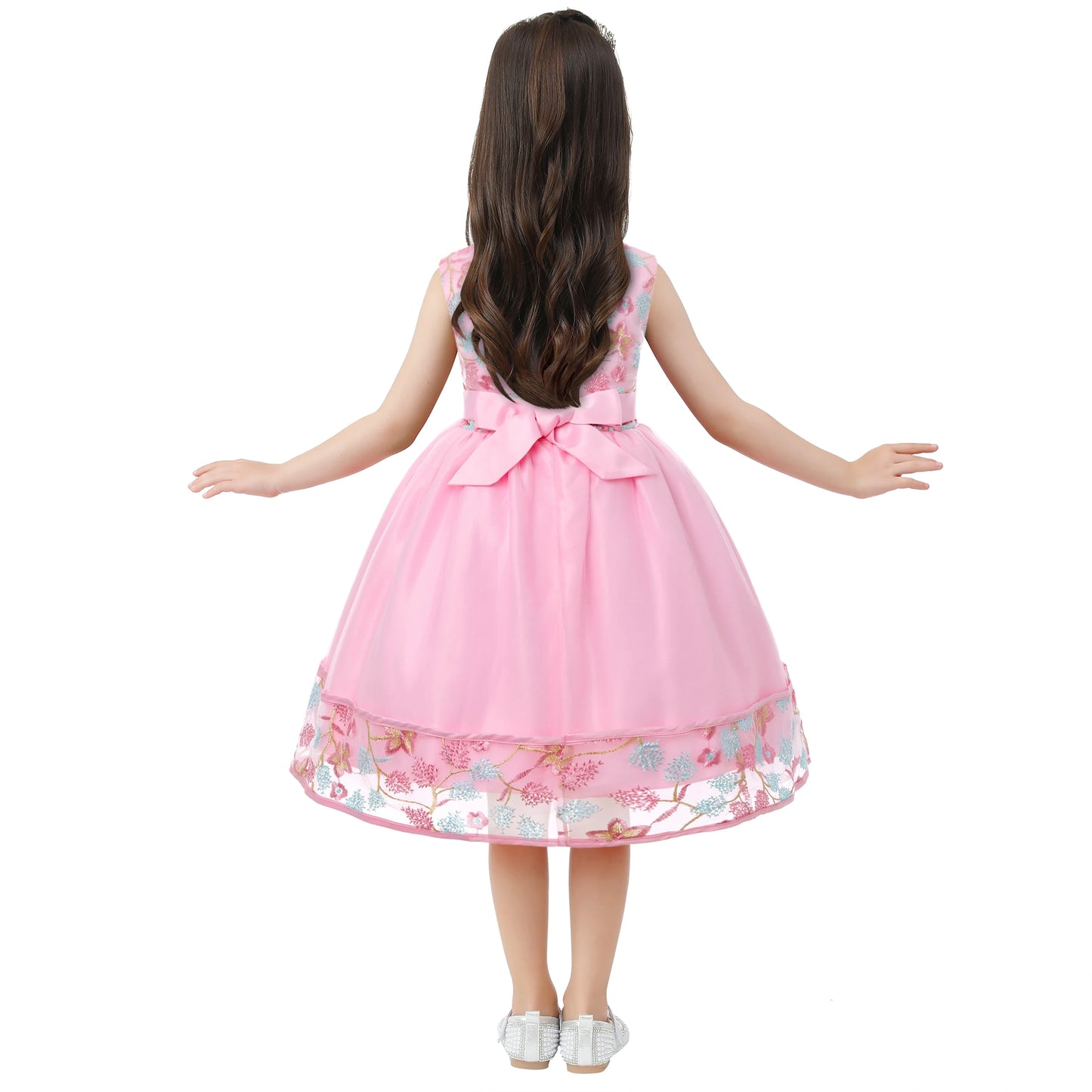 European and American embroidery dress dress girl's party lace princess dress flower child net gauze Pengpeng dress