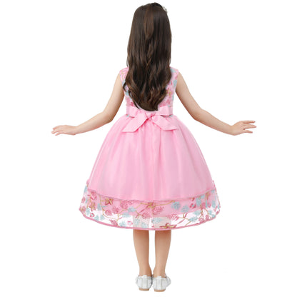 European and American embroidery dress dress girl's party lace princess dress flower child net gauze Pengpeng dress