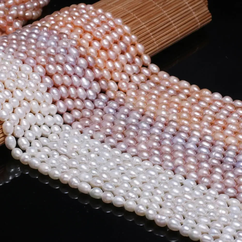 AAA White Rice Pearl Beads 6-7mm Natural Freshwater Baroque Pearls Beads for Jewelry Making DIY Necklace Bracelet Accessories - AMULET RING STORE