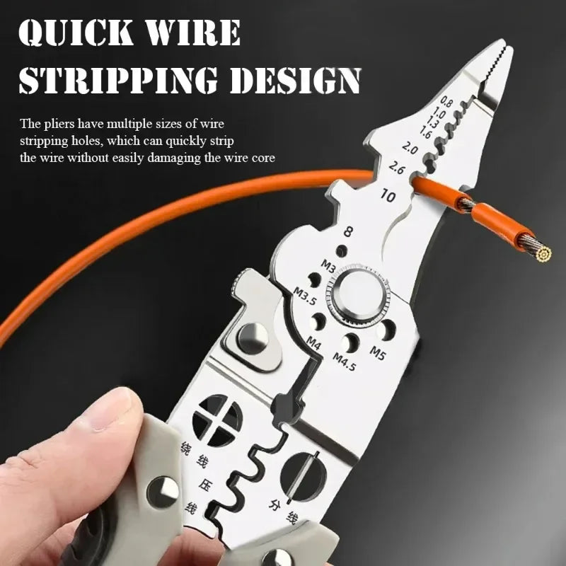 Multifunctional Electrician Pliers, 6-in-1 Wire Stripper Separator, Cutting and Crimping Tool for Cable Repair and Installation - AMULET RING STORE