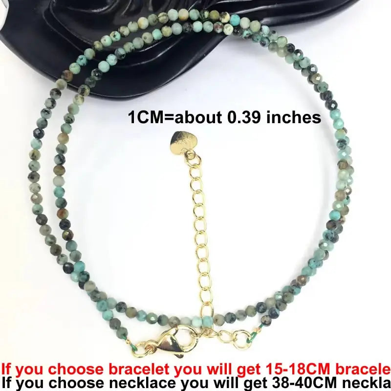 Fashion 2-3mm Faceted stone beads Necklace bracelet Pink Quartz Crystal zircon amethyst Choker Men Female Jewelry Party Gift - AMULET RING STORE