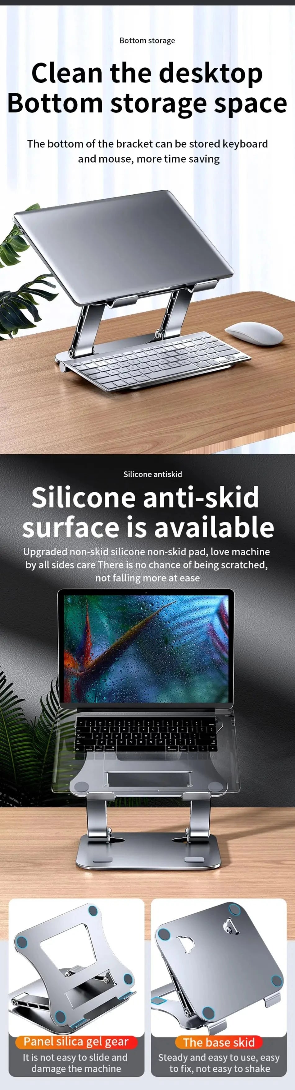 Laptop Stand Adjustable Aluminum Alloy Notebook Tablet Stand Up to 17 Inch Laptop Portable Fold Holder Cooling Bracket Support - AMULET RING STORE