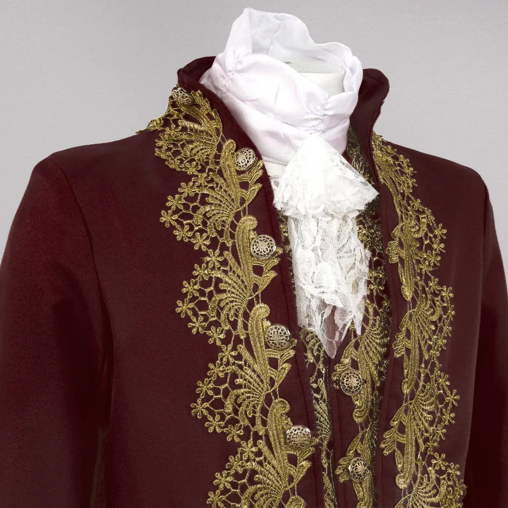 2025 New Medieval Vintage Prince Lace Suits for Men and Women, Halloween Performance Cosplay Three Piece Set(Blazer+Vest+Pants)