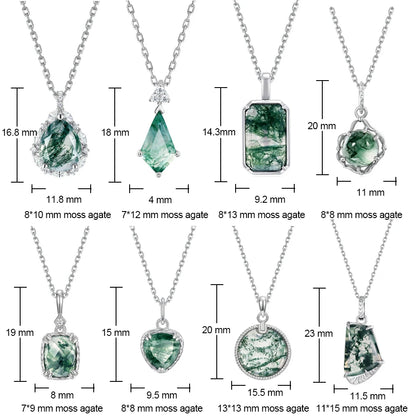 WES 100% 925 Silver Natural Unique Moss Agate Pendant Necklace for Woman Forest Jewelry Engagement Gift Boho Style Wholesale - AMULET RING STORE