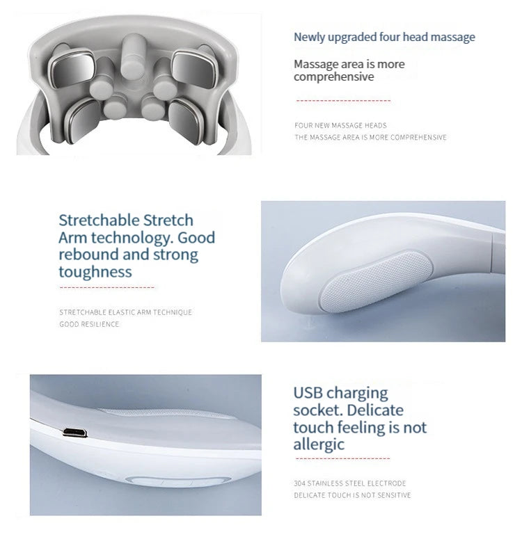 Neck Massage Intelligent Charging Heating Hot Pressing Magnetic Pulse Fashion Multi User Usage Portable Pulse Neck Massager