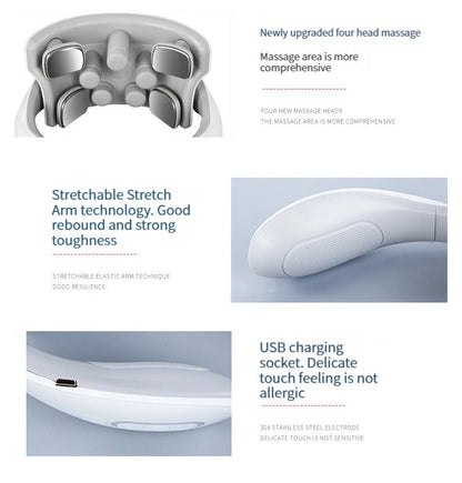 Neck Massage Intelligent Charging Heating Hot Pressing Magnetic Pulse Fashion Multi User Usage Portable Pulse Neck Massager