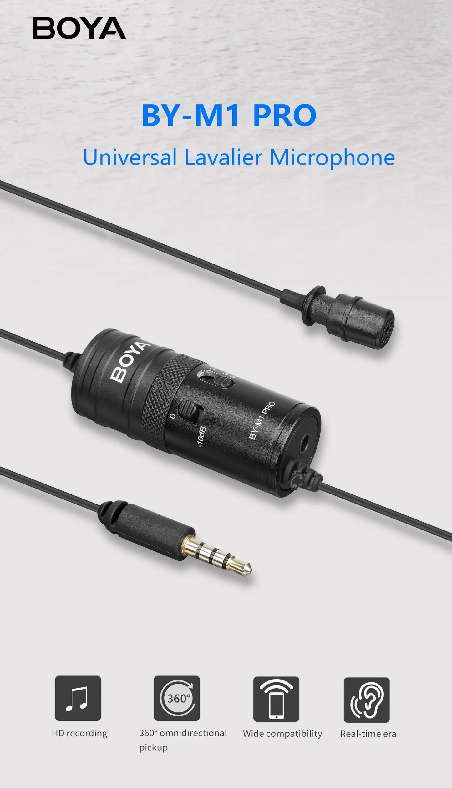 BOYA BY-M1 Condenser Lavalier Lapel Clip-on Microphone 3.5mm TRRS 6M Mic For PC iphone DSLR Camera YouTube Recording Streaming