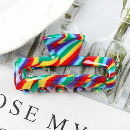 Mini Women's Hair Clips Colorful Geometric Hollow Crab Claw Clip Acetate Leopard Print Fashion Girls Hairpin Hair Accessories - AMULET RING STORE