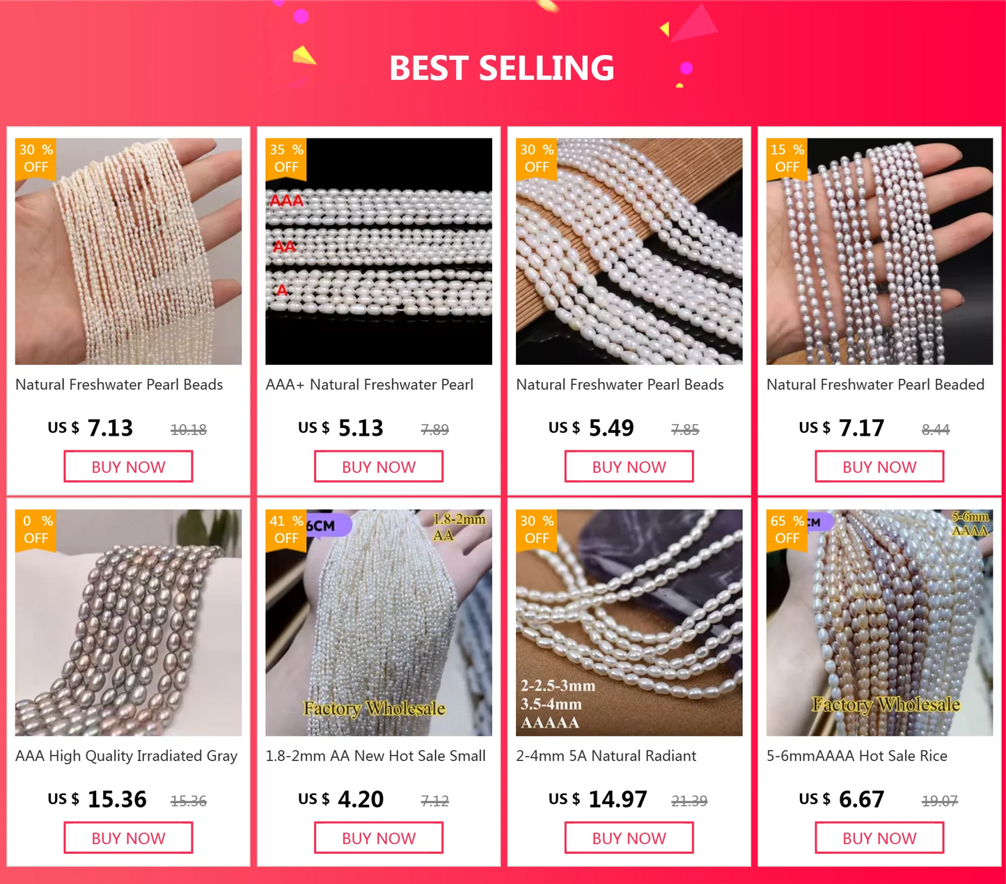 Natural Freshwater Pearl Beads Rice shape Loose isolation Beads For jewelry making DIY necklace bracelet accessories Size1.8-2mm - AMULET RING STORE