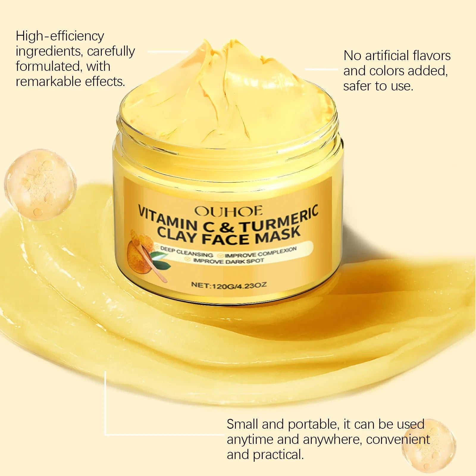 Vitamin C Exfoliating facial mask Turmeric Exfoliating facial mask Improve Pore Deep Cleaning facial mask Apply facial mask - AMULET RING STORE