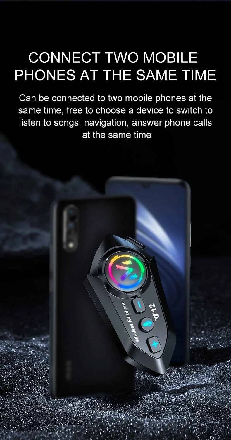 Bluetooth 5.4 Helmet Headset Wireless Hands-free Call Phone Kit Motorcycle Waterproof Earphone MP3 Music Player Speaker for Moto