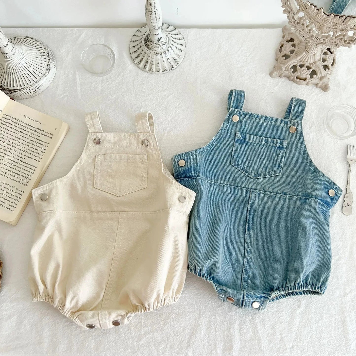 Cute Baby Pocket Overalls Denim Overalls Baby Fashion One-piece Romper 0-3T Newborn Boy Girls Clothes - AMULET RING STORE