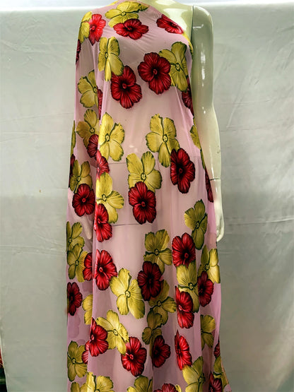 Nigerian Silk Fabrics French Lace Tulle Scarf Burnt-Out Silk Dirac African Fabrics