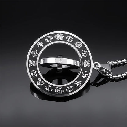 Buddhism Chinese Zodiac Lotus Rotatable Necklace for Men Women AMULET RING STORE