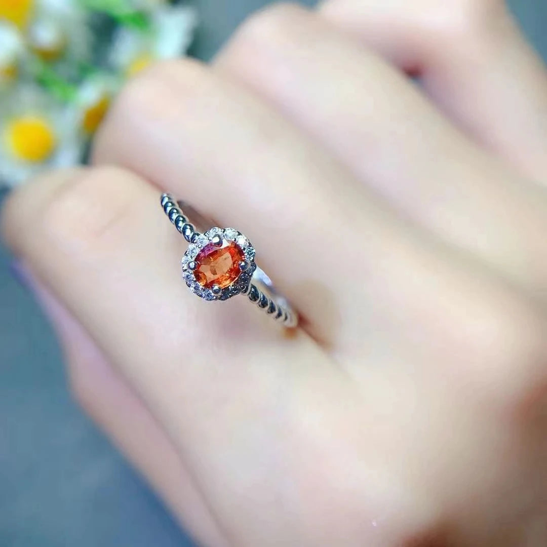 18K Gold Plated 925 Silver Ring - Natural Yellow Sapphire & Aquamarine