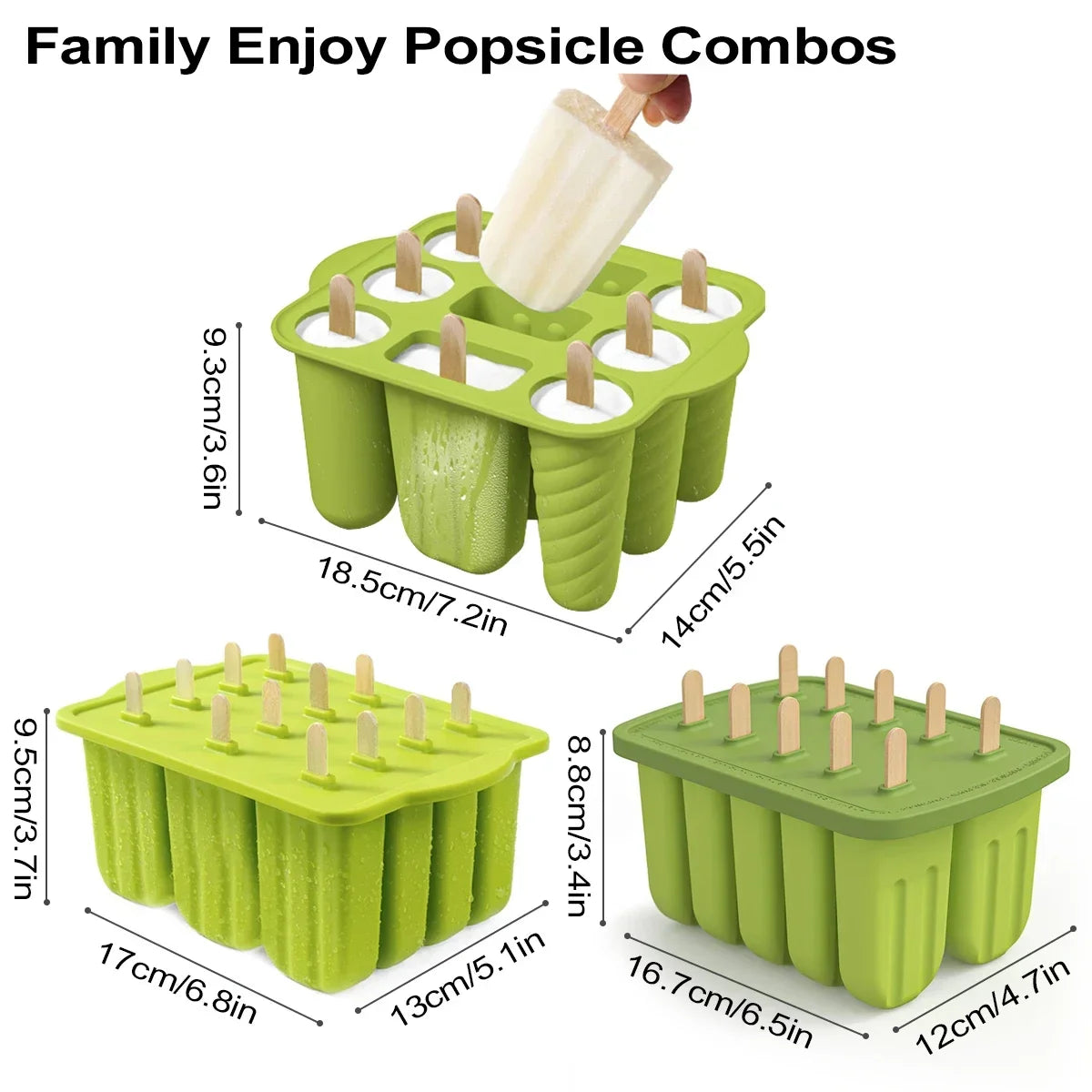 Popsicles Mold Reusable Easy-Release Silicone Homemade Maker Ice Pop Mold Trays with 50 Popsicle Sticks Summer Gifts - AMULET RING STORE