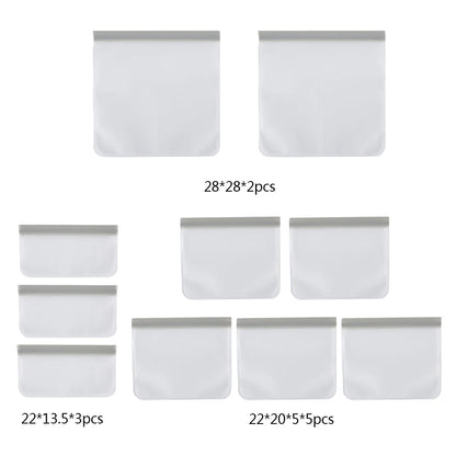 10Pcs Silicone Food Storage Bag Leakproof Reusable Stand Up Zip Shut Bag Cup Fresh Bag Food Storage Bag Fresh Wrap - AMULET RING STORE