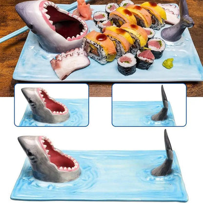 Unique Shark Shape Plate Funny Decorative Ceramic Sushi Plates For Dessert,Cheese Snacks,fruits,vegetable Home Decor Access J6A1 - AMULET RING STORE