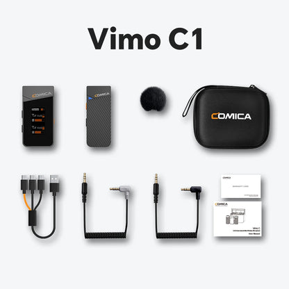 COMICA Vimo C 2.4G Mini Wireless Lapel Microphone with Charging Case, for Smartphone Camera Podcast Interview YouTube Facebook