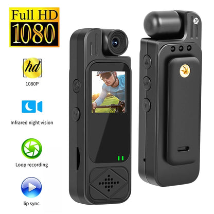 Mini Body Camera 1080P HD Sports Camera Infrared Night Vision Digital Video Recorder 1.3 Inch Bodycam Police Small Camcorder - AMULET RING STORE