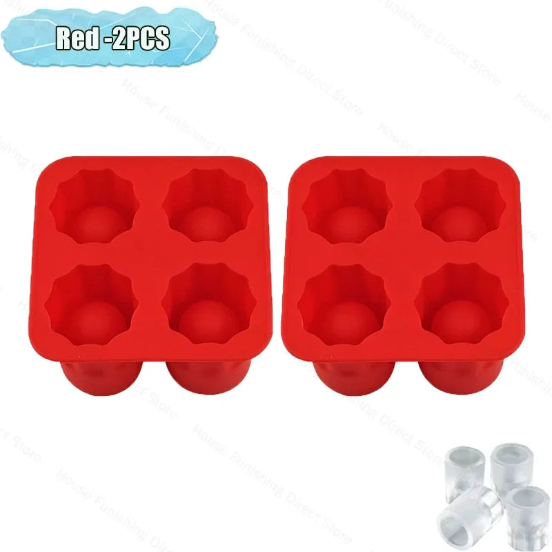 4Cup Shape Silicone Ice Cube Mold Tray for Summer Bar Party DIY Cold Drinks Kitchen Essential Ice Cup Maker Compartment Mold - AMULET RING STORE