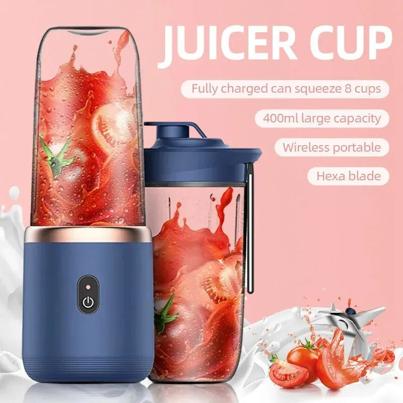 Portable Blender Bottle Electric 6 Blades Multifunction Juice Blender Fresh Juice Smoothie Blender Ice CrushCup Food Processor - AMULET RING STORE