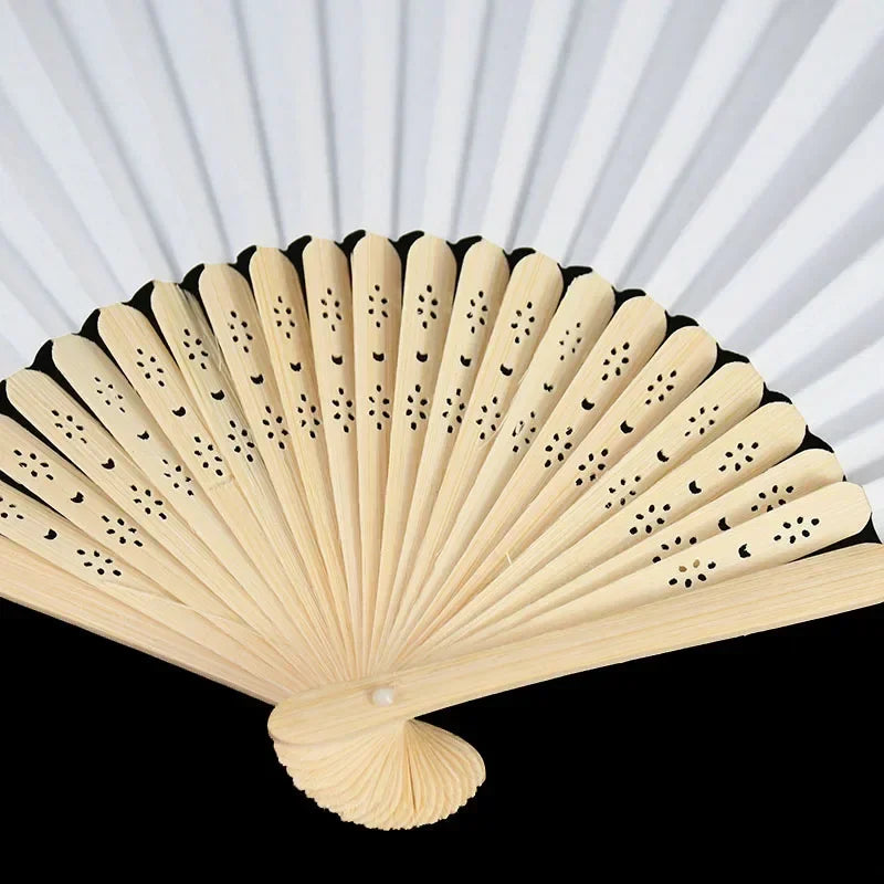 10/20/30pcs White Foldable Paper Fan Portable Chinese Bamboo Fan Wedding Gifts For Guest Birthday Party Decoration Kids Painting - AMULET RING STORE