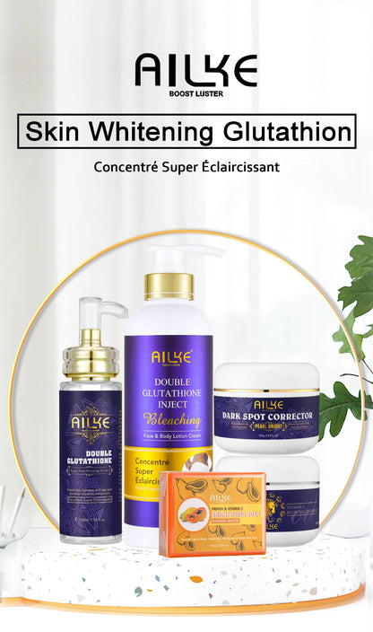AILKE Glutathione 5-in-1 Women Skin Care Kit, With Body Lotion, Serum, Dark Spot Removal Cream, Body Cream, Brightening Soap - AMULET RING STORE