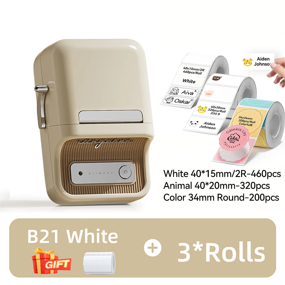 NIIMBOT B21/B1 Portable Thermal Printer 1500mAh Wireless Sticker Printer With Self-adhesive Labels For Barcode Clothing Jewelry